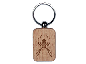 Orb Weaver Spider Arachnid Engraved Wood Rectangle Keychain Tag Charm