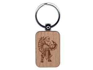 Orc Warrior Berserker Dungeons and Dragons Monster Engraved Wood Rectangle Keychain Tag Charm