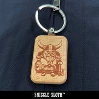 Goose Laying Eggs Engraved Wood Rectangle Keychain Tag Charm