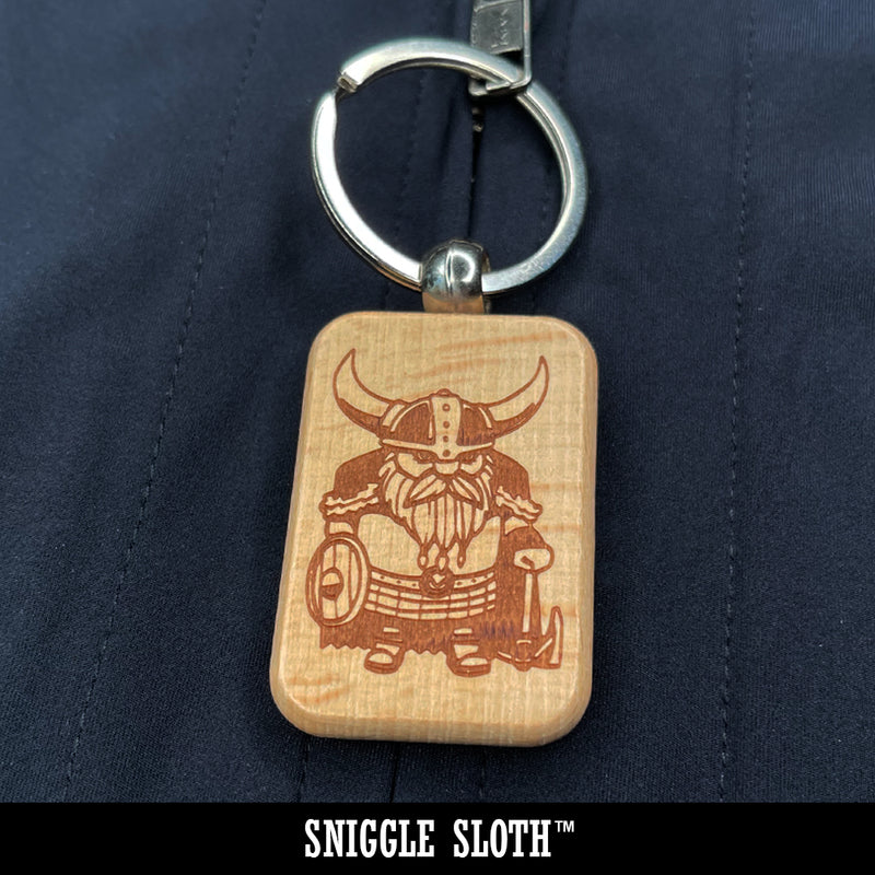 Norse Viking Dragon Braid Twist Engraved Wood Rectangle Keychain Tag Charm