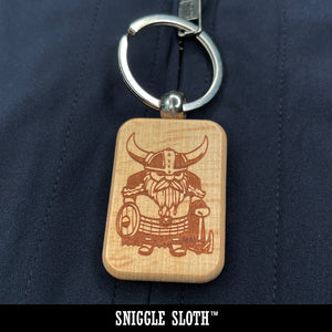 Happy Corgi Dog Standing Tall Engraved Wood Rectangle Keychain Tag Charm