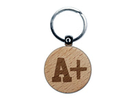 A Plus Grade School Engraved Wood Round Keychain Tag Charm