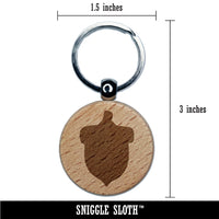 Acorn Solid Engraved Wood Round Keychain Tag Charm