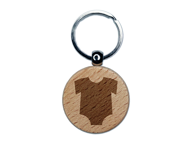 Baby Outfit Engraved Wood Round Keychain Tag Charm