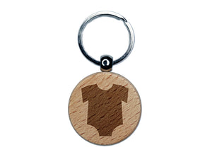 Baby Outfit Engraved Wood Round Keychain Tag Charm