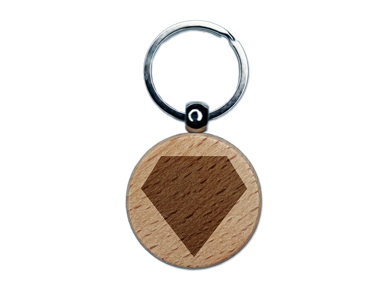 Diamond Engagement Wedding Solid Engraved Wood Round Keychain Tag Charm