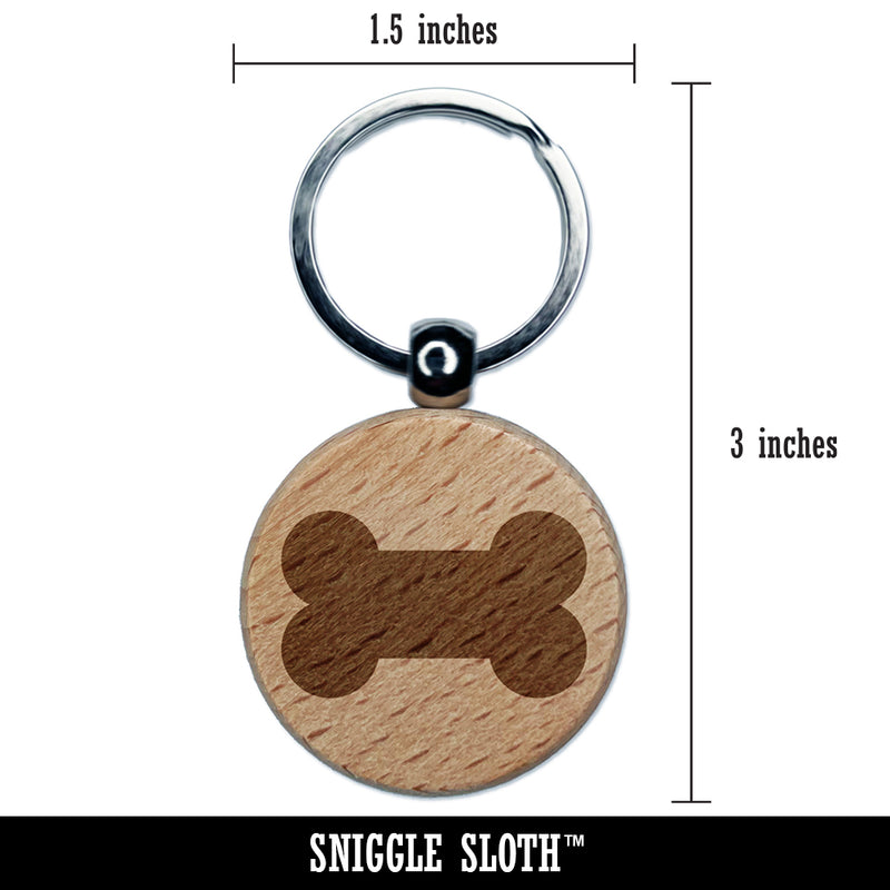 Dog Bone Engraved Wood Round Keychain Tag Charm