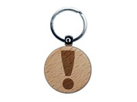 Exclamation Mark Punctuation Engraved Wood Round Keychain Tag Charm