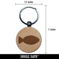 Fish Solid Engraved Wood Round Keychain Tag Charm