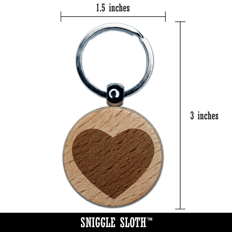 Heart Solid Engraved Wood Round Keychain Tag Charm