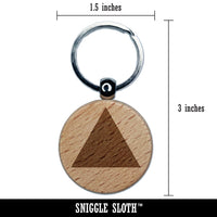 Triangle Solid Engraved Wood Round Keychain Tag Charm