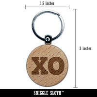 XO Hugs Kisses Engraved Wood Round Keychain Tag Charm
