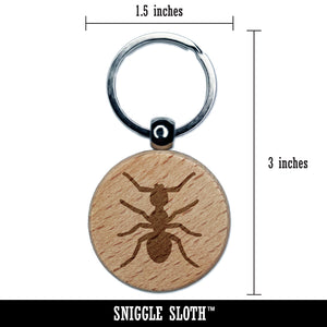 Ant Bug Engraved Wood Round Keychain Tag Charm