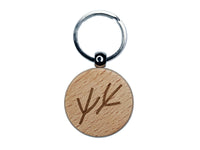 Bird Tracks Engraved Wood Round Keychain Tag Charm