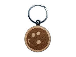 Bowling Ball Engraved Wood Round Keychain Tag Charm