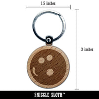 Bowling Ball Engraved Wood Round Keychain Tag Charm