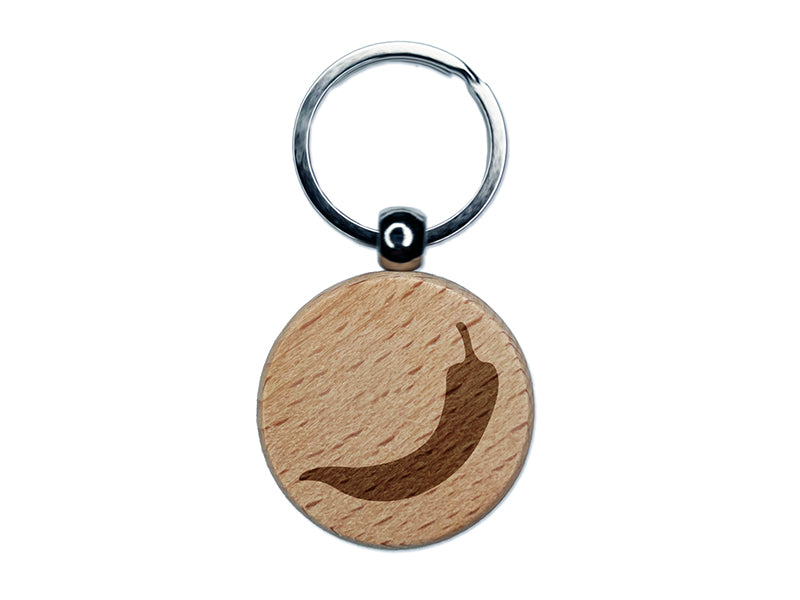 Chili Pepper Southwestern Engraved Wood Round Keychain Tag Charm