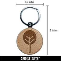 Cute Tree Engraved Wood Round Keychain Tag Charm