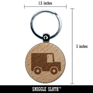 Delivery Moving Truck Engraved Wood Round Keychain Tag Charm