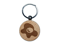 Egg Cooked Sunny Side Up Engraved Wood Round Keychain Tag Charm