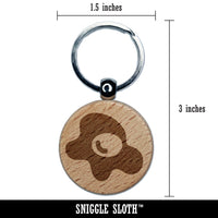 Egg Cooked Sunny Side Up Engraved Wood Round Keychain Tag Charm