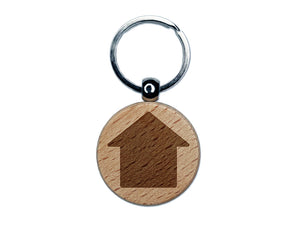 House Home Engraved Wood Round Keychain Tag Charm