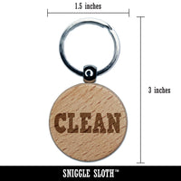 Clean Text Engraved Wood Round Keychain Tag Charm
