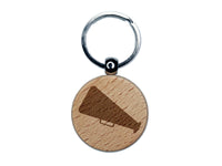 Megaphone Bullhorn Coach Cheerleading Engraved Wood Round Keychain Tag Charm