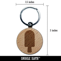 Popsicle Pop Engraved Wood Round Keychain Tag Charm