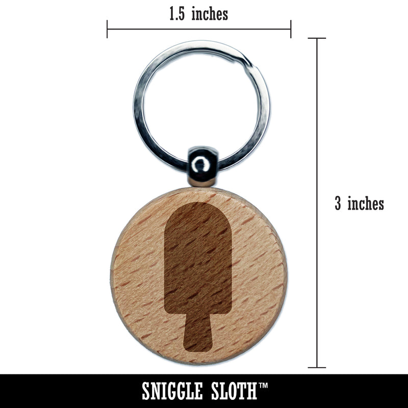 Popsicle Pop Engraved Wood Round Keychain Tag Charm