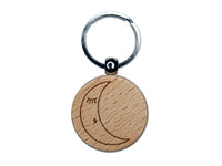 Sleeping Moon Engraved Wood Round Keychain Tag Charm