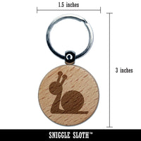 Snail Slow Solid Engraved Wood Round Keychain Tag Charm