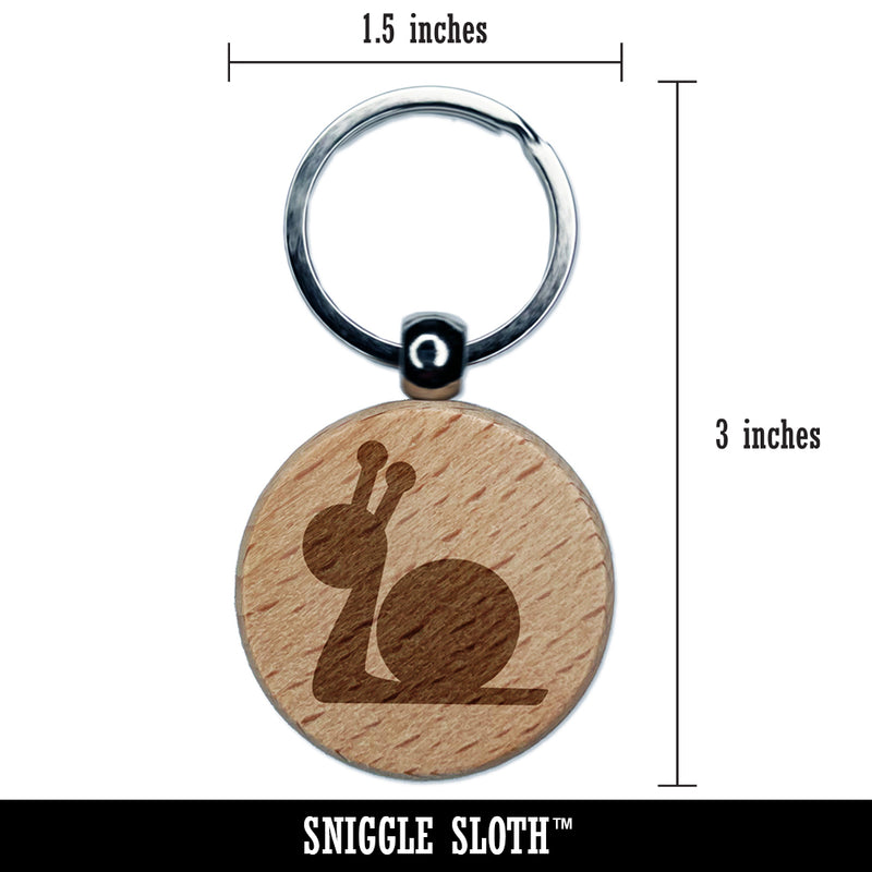 Snail Slow Solid Engraved Wood Round Keychain Tag Charm