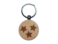 Star Scatter Engraved Wood Round Keychain Tag Charm