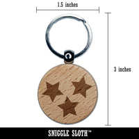 Star Scatter Engraved Wood Round Keychain Tag Charm