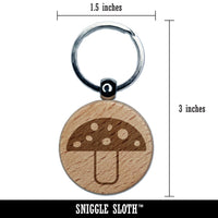 Toadstool Mushroom Engraved Wood Round Keychain Tag Charm