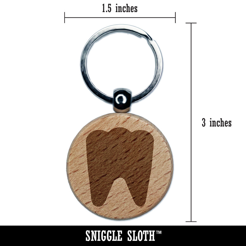 Tooth Dentist Engraved Wood Round Keychain Tag Charm