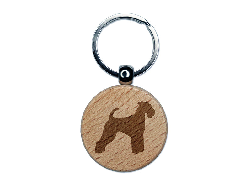 Airedale Terrier Bingley Waterside Dog Solid Engraved Wood Round Keychain Tag Charm