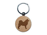 Alaskan Malamute Dog Solid Engraved Wood Round Keychain Tag Charm