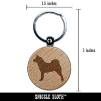 American Akita Dog Solid Engraved Wood Round Keychain Tag Charm