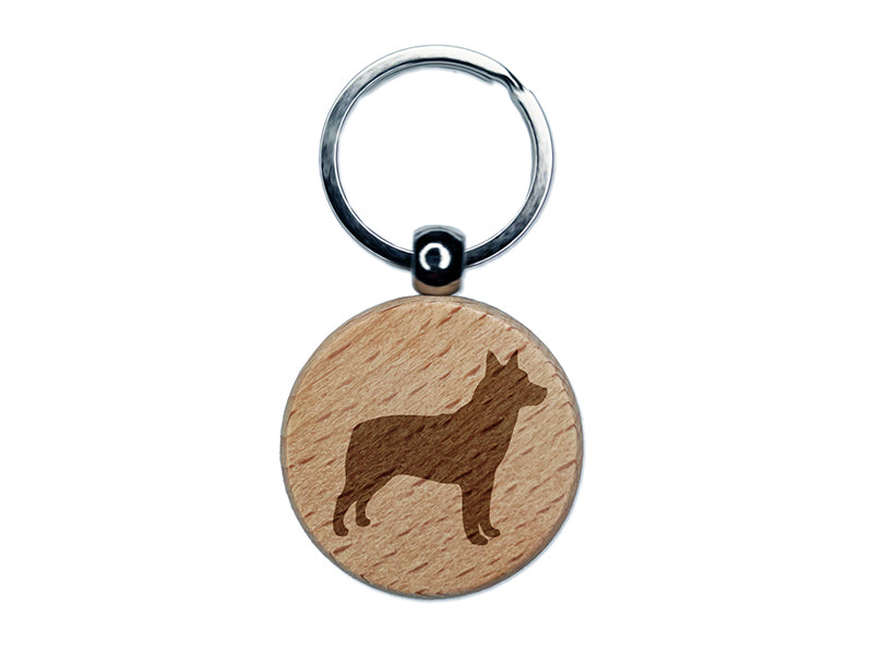 Australian Cattle Dog Solid Engraved Wood Round Keychain Tag Charm