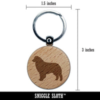 Australian Shepherd Dog Aussie Solid Engraved Wood Round Keychain Tag Charm
