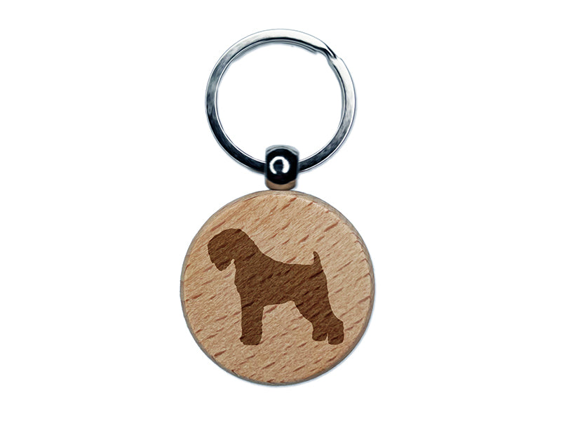 Black Russian Terrier Chornyi Dog Solid Engraved Wood Round Keychain Tag Charm