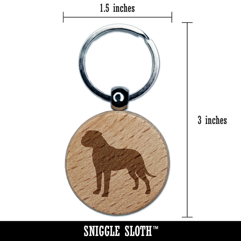 Bullmastiff Dog Solid Engraved Wood Round Keychain Tag Charm