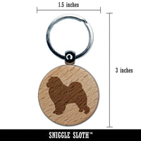 Chow Chow Dog Solid Engraved Wood Round Keychain Tag Charm