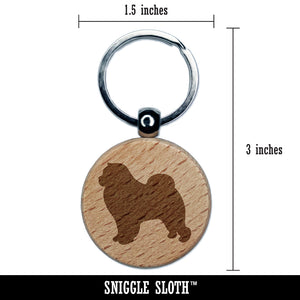 Chow Chow Dog Solid Engraved Wood Round Keychain Tag Charm