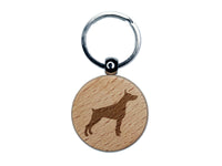 Dobermann Pinscher Dog Solid Engraved Wood Round Keychain Tag Charm