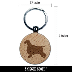 English Cocker Spaniel Dog Solid Engraved Wood Round Keychain Tag Charm