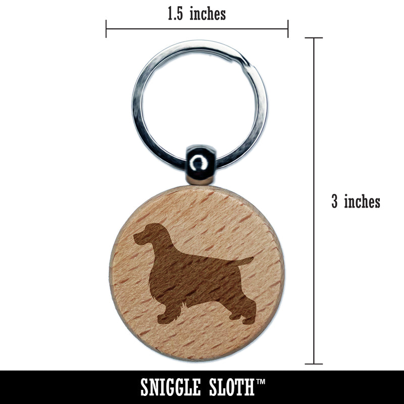 English Cocker Spaniel Dog Solid Engraved Wood Round Keychain Tag Charm