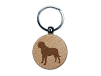 English Mastiff Dog Solid Engraved Wood Round Keychain Tag Charm